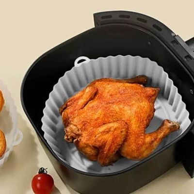 Forma Redonda De Silicone Para Air Fryer Cinza 23cm Lyor