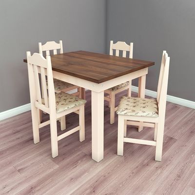 Conjunto Mesa com 4 cadeiras Pop Talismã Hrebos Meipo/Bege
