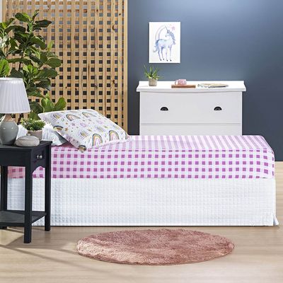 Jogo de Cama Lençol Lutti Solteiro Infantil 200 Fios Estampado 2 Peças Arco íris Rainbow Rosa