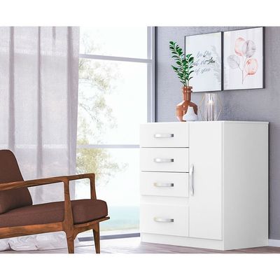 Cômoda Moval Vênus 1 Porta 4 Gavetas Branco