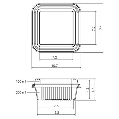 300un Embalagem para Doce Quadrado 200ml G650 Transparente 10,7x10,7x4,7cm Galvanotek