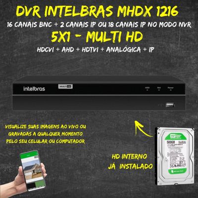 Dvr Gravador Inteligente 16ch Mhdx 1216 C/Hd 500GB