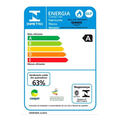 Cooktop à Gás 5 Bocas Dako Supreme Tripla Chama Preto / Bivolt