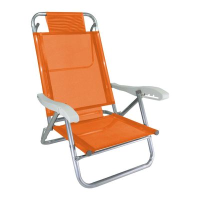 Cadeira de Praia Alumínio 5 Posições Banho de Sol Zaka Laranja