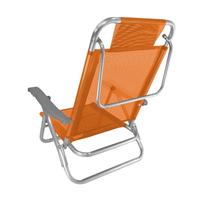 Cadeira de Praia Alumínio 5 Posições Banho de Sol Zaka Laranja