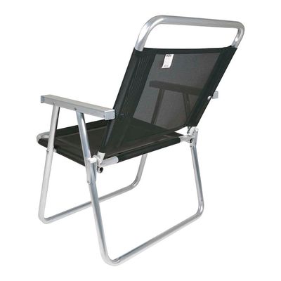 Cadeira De Praia Oversize 140kg Alumínio Reforçada Larga Mor Preto