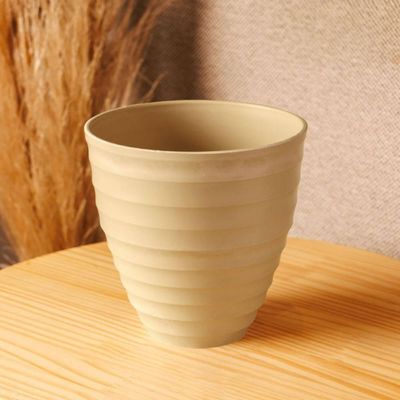 Kit 2 Vasos Para Flores Cachepot Névoa Bege Plástico 15x7cm Decorativo Lyor