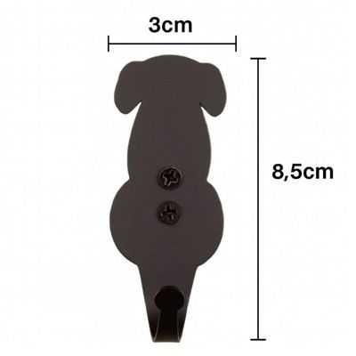 Kit 3 Ganchos Cabideiros de Parede Multiuso Cachorro 8cm Luft Masutti Preto