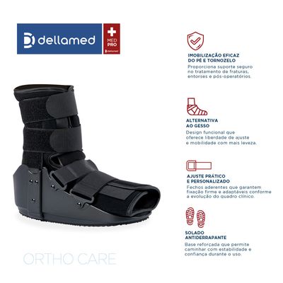 Bota Ortopédica Imobilizadora Curta em Alumínio Ortho Care Dellamed M / Preto