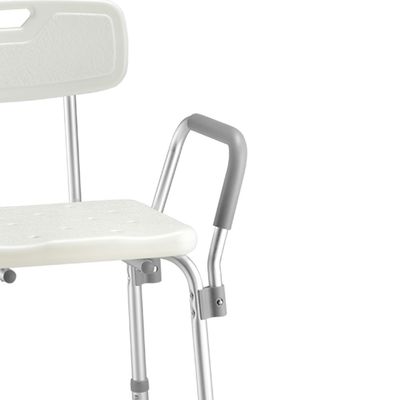 Banqueta de Banho com Encosto e Apoio de Braço até 135 Kg D3 Dellamed Branco