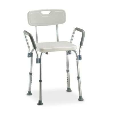 Banqueta de Banho com Encosto e Apoio de Braço até 135 Kg D3 Dellamed Branco