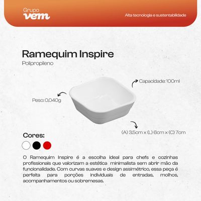 Ramequim Assimétrico 100ml Preto em Polipropileno - Linha Inspire VEM