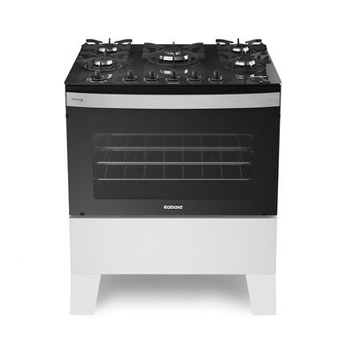 Fogão Itatiaia Itaglass Plus 5 Bocas com Acendimento automatico e Mesa de Vidro Branco / Bivolt
