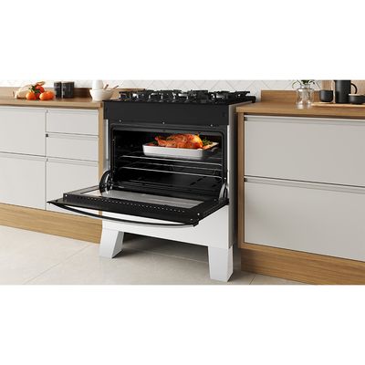 Fogão Itatiaia Itaglass Plus 5 Bocas com Acendimento automatico e Mesa de Vidro Branco / Bivolt