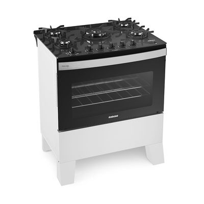 Fogão Itatiaia Itaglass Plus 5 Bocas com Acendimento automatico e Mesa de Vidro Branco / Bivolt