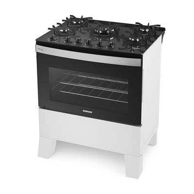 Fogão Itatiaia Itaglass Plus 5 Bocas com Acendimento automatico e Mesa de Vidro Branco / Bivolt