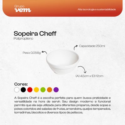 Sopeira Cheff Redonda 250ml Laranja em Polipropileno