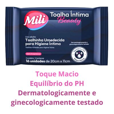 Toalha Íntima Beauty - Toalhinha Umedecida p/ Higiene Íntima - 16 unidades de 20x11cm