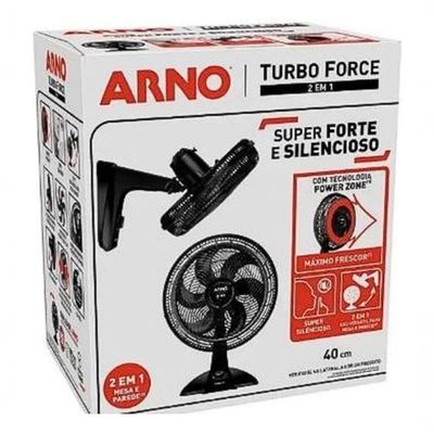 Ventilador De Mesa Turbo Force 2 Em 1 40cm Preto Arno 110V