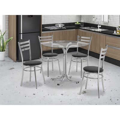 Kit com 2 Cadeiras Unimóvel - CA4 Cromado/Preto
