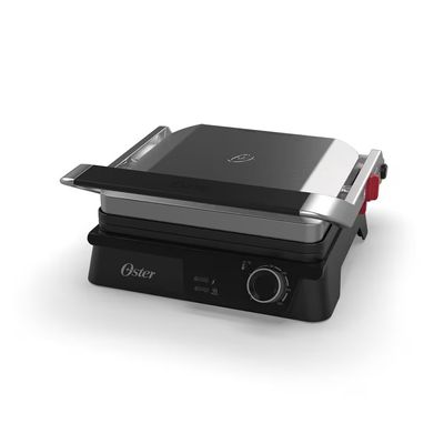 Grill Elétrico Multiuso OGRL610 2 em 1 Chapa Antiaderente Oster Inox com Preto / 220V