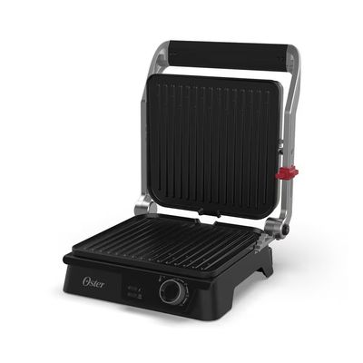 Grill Elétrico Multiuso OGRL610 2 em 1 Chapa Antiaderente Oster Inox com Preto / 220V