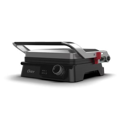 Grill Elétrico Multiuso OGRL610 2 em 1 Chapa Antiaderente Oster Inox com Preto / 220V