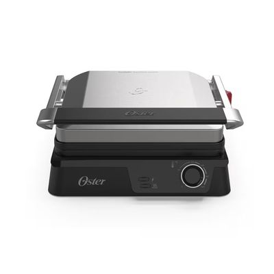Grill Elétrico Multiuso OGRL610 2 em 1 Chapa Antiaderente Oster Inox com Preto / 220V