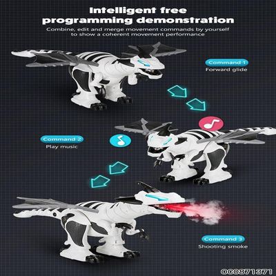 Dinossauro Robo Controle Remoto Gigante Dragao Solta Fumaca Interativo Som Luz Sensor Movimento Diversao Garantida