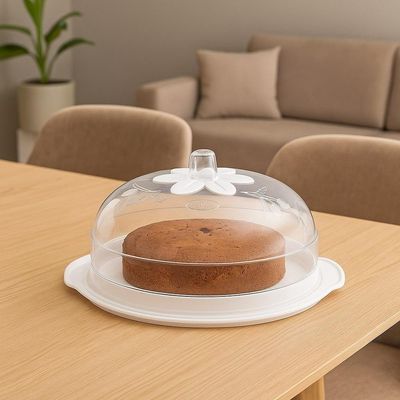 Boleira Porta Bolo 5 Em 1 Cupula Suporte Tampa Prato Paes Sobremesa Confeitaria Lanchonete Padaria Bandeja Multiuso