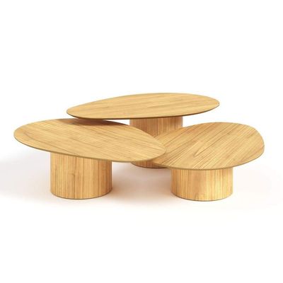 Conjunto Mesa De Centro Orgânica Stone Em Madeira Damasco