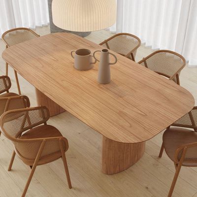 Mesa De Jantar Orgânica Tivoli 220cm X 110cm 8 Lugares Lamina Cinamomo Mel