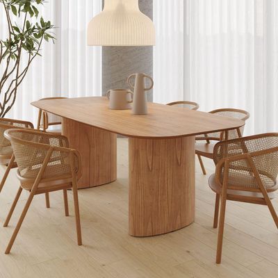 Mesa De Jantar Orgânica Tivoli 220cm X 110cm 8 Lugares Lamina Cinamomo Mel