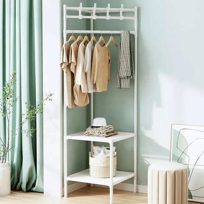 Sapateira Rack Canto Cabides Roupas Portatil Armario Organizador Dobravel Arara Branco