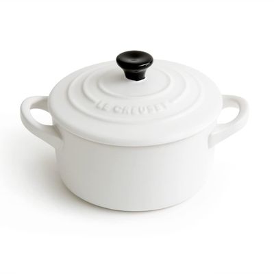 MINI COCOTTE LE CREUSET 250ML PUXADOR PRETO 10CM BRANCO COTTON 71901104310100