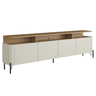 Rack Para Sala de Estar TV 75 Pol 4 Portas 220cm Pés Preto Clio I03 Louro Luna - Lyam