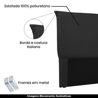 Cabeceira Decorativa King Size 1,95M Trento Veludo Preto - Gran Belo