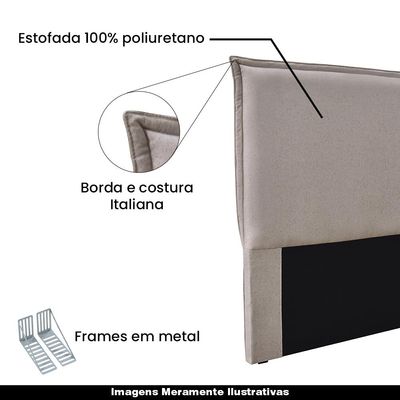 Cabeceira Decorativa Queen Size 1,60M Trento Linho Areia - Gran Belo