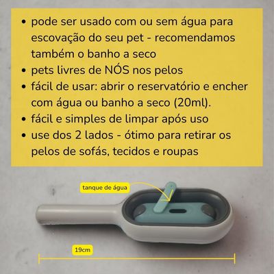 Escova Pente Pet Tira Pelos Silicone Tanque água 3x1 Verde