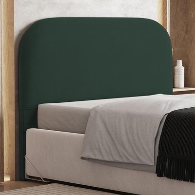 Cabeceira Cama Box Casal 140cm Orgânica Lanna W01 Suede Verde Musgo - Lyam Decor