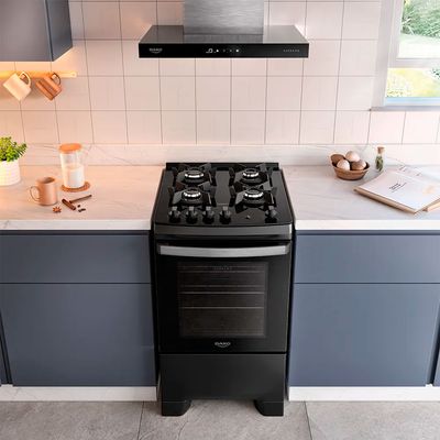 Fogão Dako Supreme Glass 4 Bocas com Mesa de Vidro Preto / Bivolt