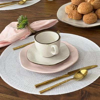 Conjunto 2 Pratos de Sobremesa 21,5cm Ryo Pink Sand Porcelana Oxford