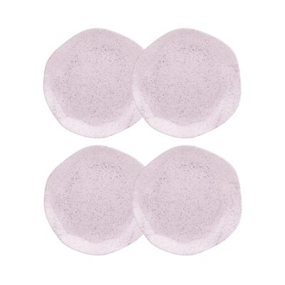Conjunto 4 Pratos de Sobremesa 21,5cm Ryo Pink Sand Porcelana Oxford