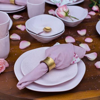 Conjunto 4 Pratos de Sobremesa 21,5cm Ryo Pink Sand Porcelana Oxford