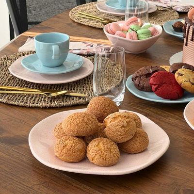 Conjunto 4 Pratos de Sobremesa 21,5cm Ryo Pink Sand Porcelana Oxford