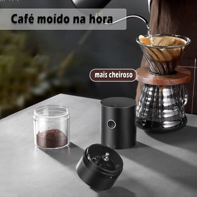 Moedor de café elétrico portátil, 4 xícaras pequeno moedor cônico automático moedor de grãos de café Q-2875 -PRETO