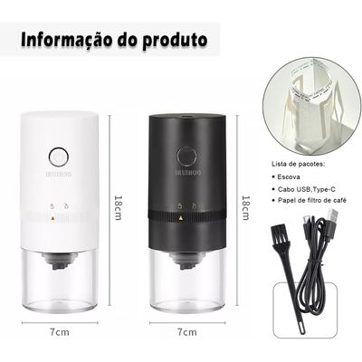 Moedor de café elétrico portátil, 4 xícaras pequeno moedor cônico automático moedor de grãos de café Q-2875 -PRETO