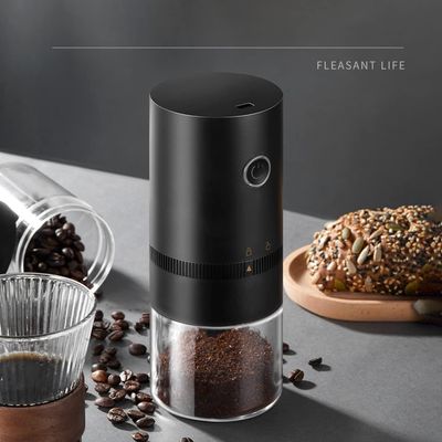 Moedor de café elétrico portátil, 4 xícaras pequeno moedor cônico automático moedor de grãos de café Q-2875 -PRETO