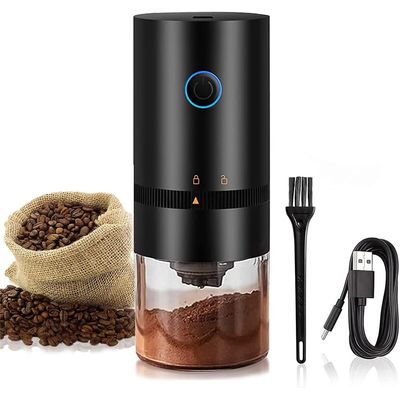 Moedor de café elétrico portátil, 4 xícaras pequeno moedor cônico automático moedor de grãos de café Q-2875 -PRETO