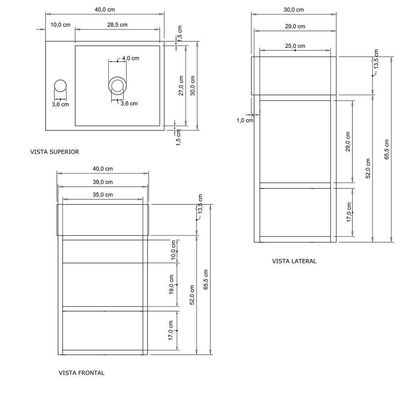 Gabinete Banheiro Ferro Steel 40x30cm Branco Fosco